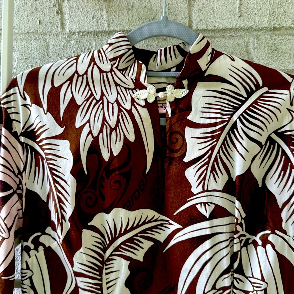 Handmade Hawaiian Tropical Leaf Maxi Dress - Picture 2 of 6